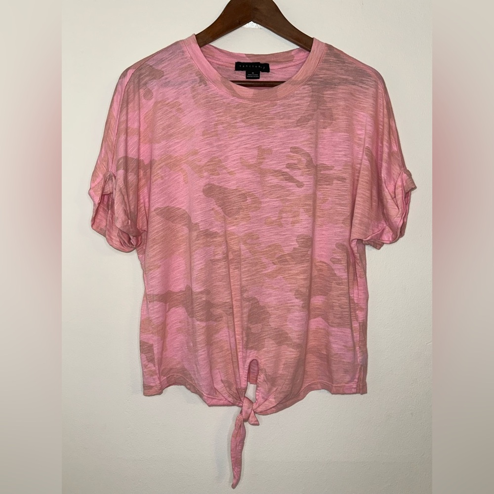 Sanctuary Pink Camouflage Tie-Front Tee